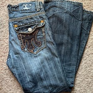 Mens MEK Denim Jeans Boot Cut Size 34x34